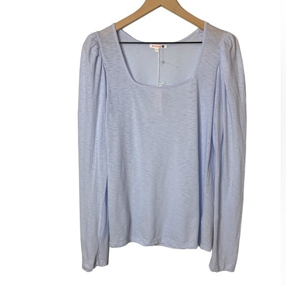 NWT Pima Cotton SUNDRY Sundry Puff Shlouder Long Sleeve Tee In Baby blue. Size 1 - Picture 1 of 8